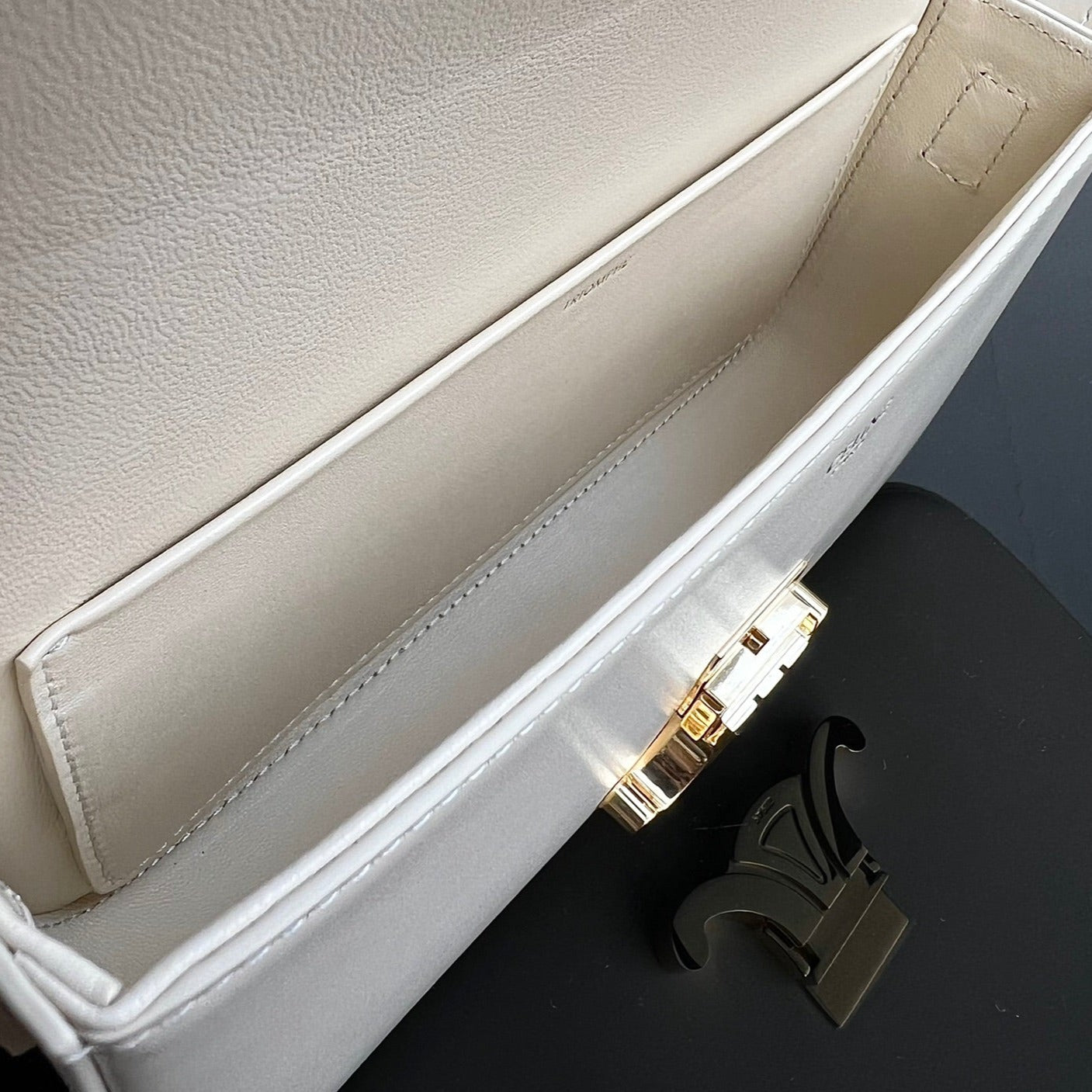 CELINE TRIOMPHE 20 WHITE CREAM CALFSKIN