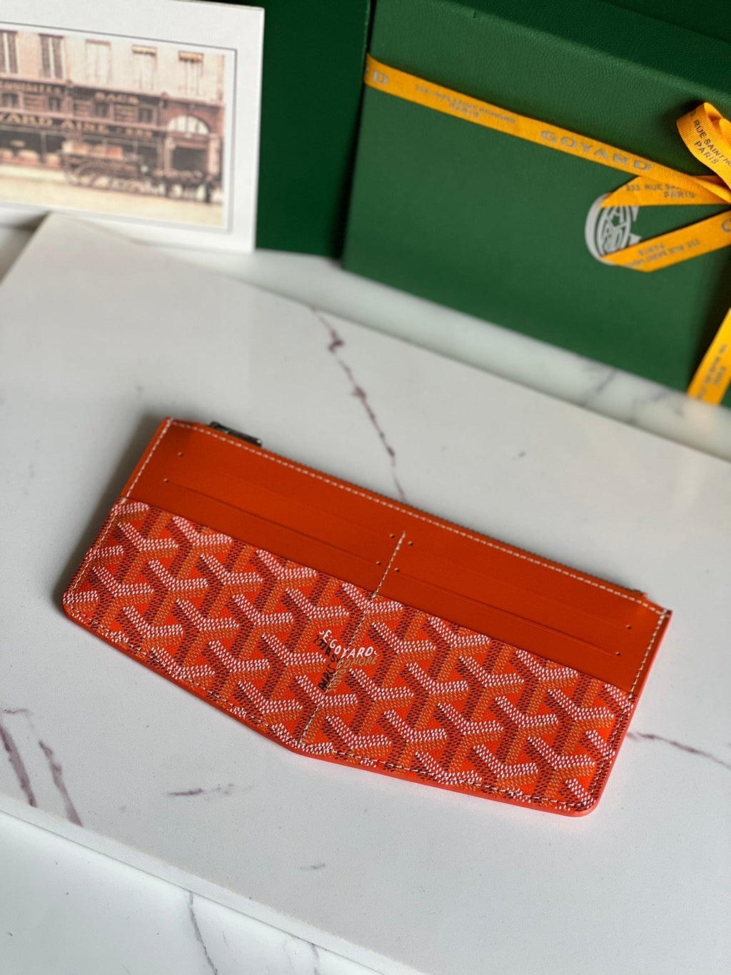 INSERT LOUISE 21 IN RED ORANGE GOYARDINE CANVAS