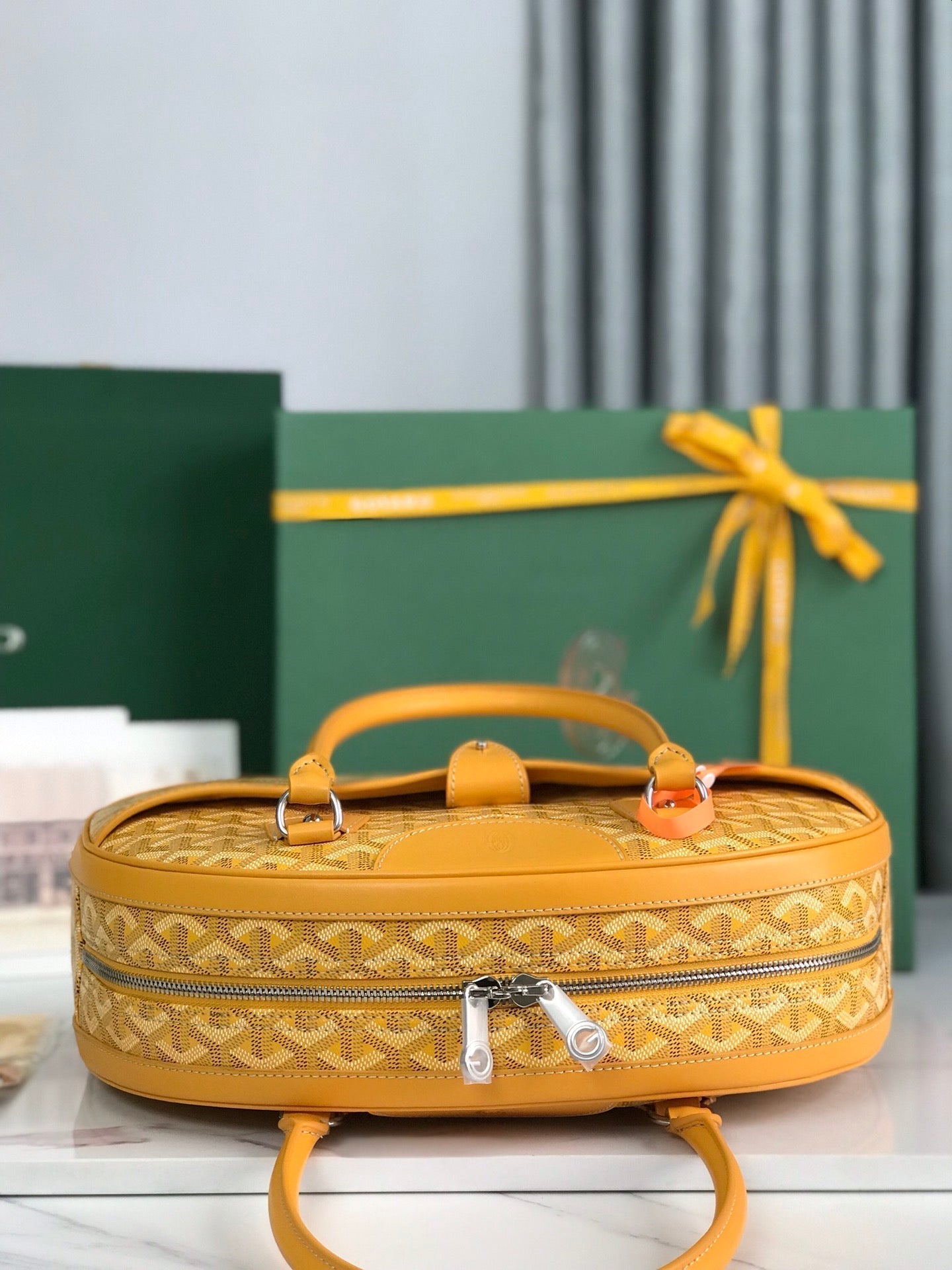 SAINT JEANNE BAG 35 IN YELLOW GOYARDINE CANVAS AND CALFSKIN