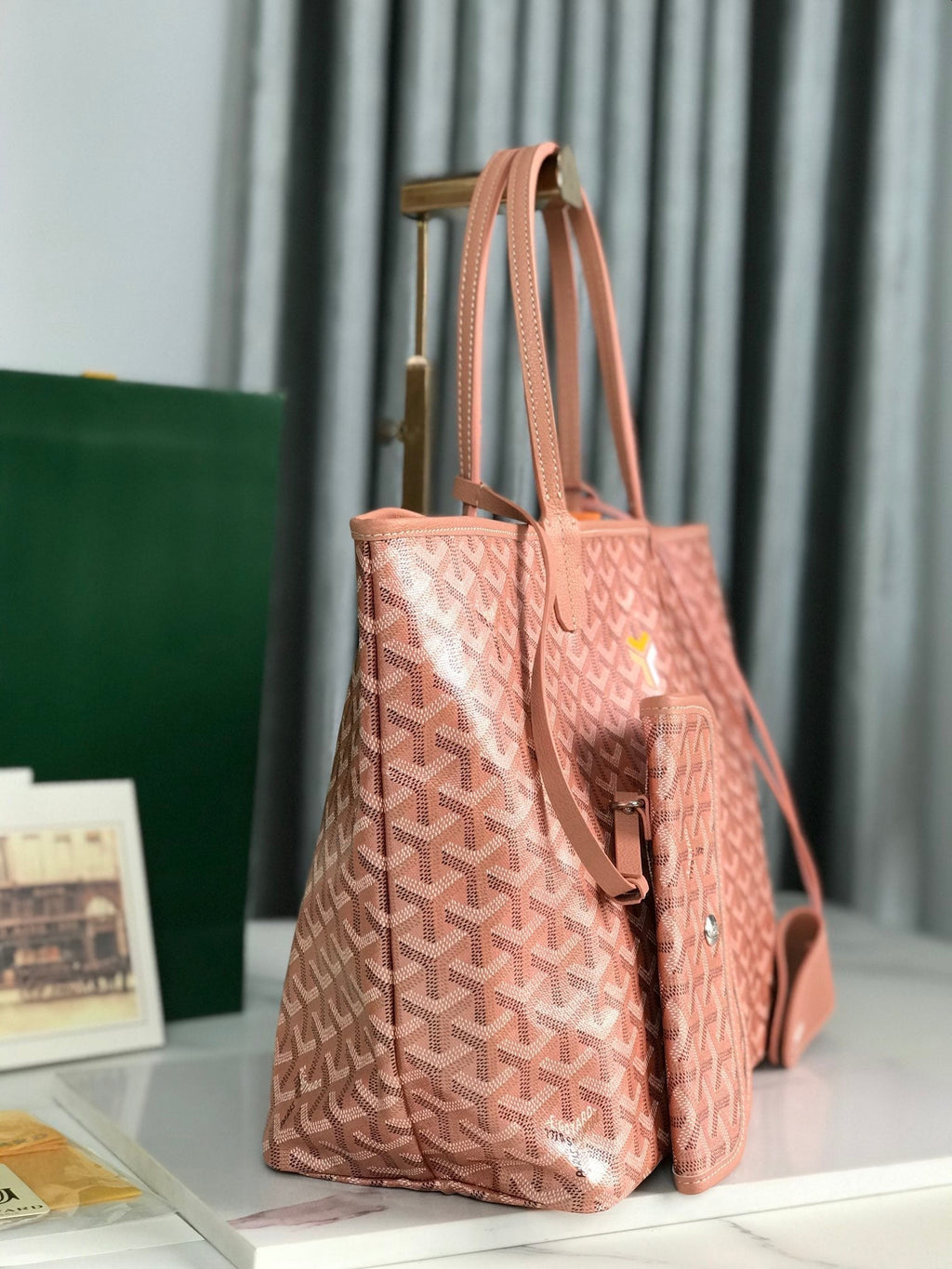 SAINT LOUIS PM 34 IN MANHATTAN PINK GOYARDINE CANVAS AND CALFSKIN